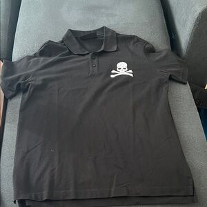 Philipp Plein Brown Polo with Leather Logo Patch